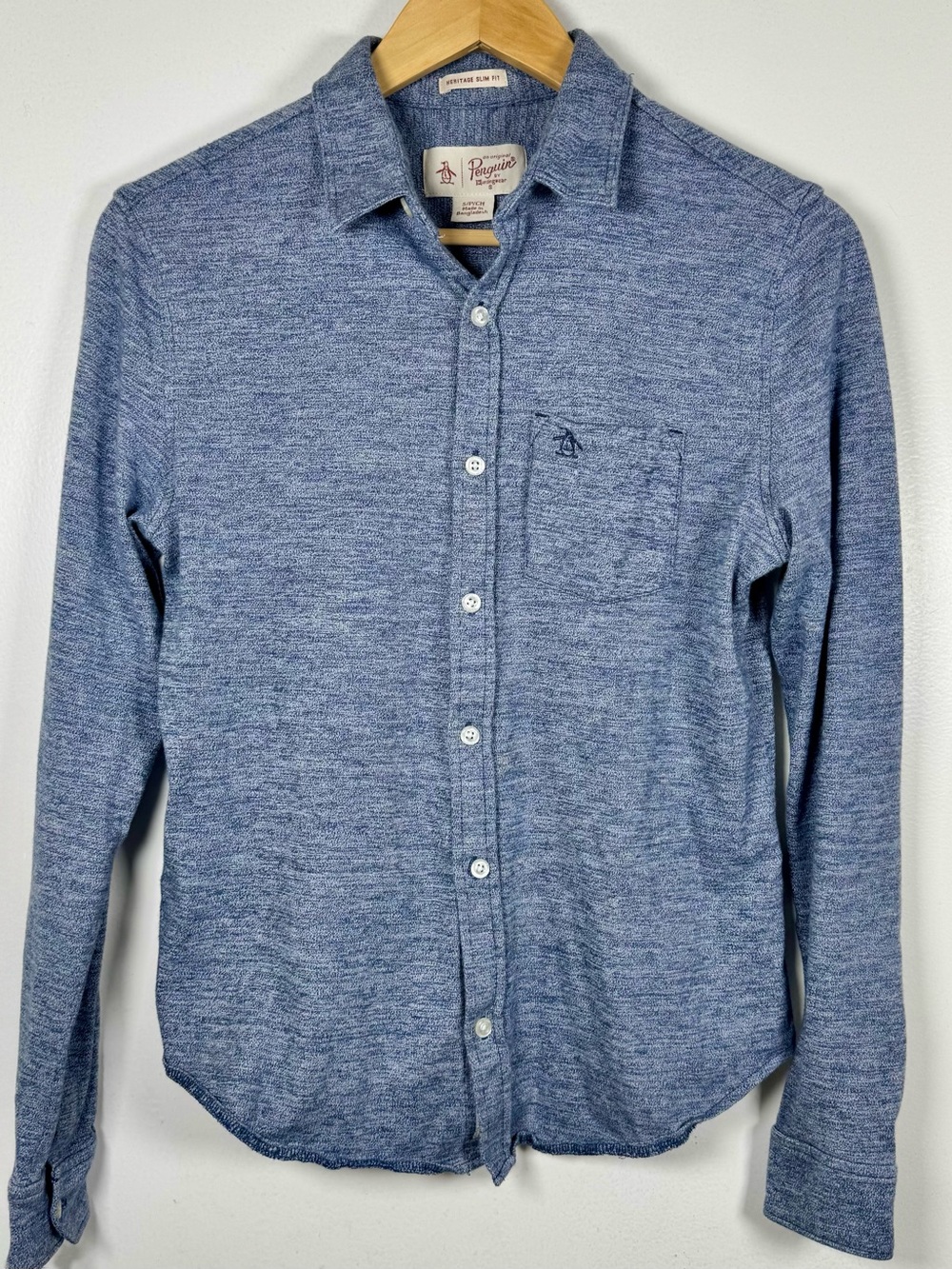 Original Penguin Heritage Slim Fit long sleeve button-up shirt Cotton Knit Men’s